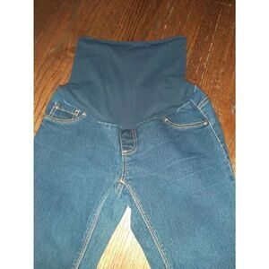 XSP Maternity Petite Indigo Blue Stretch Denim Over Bump Blue Jeans